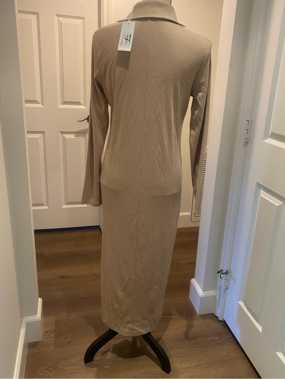 Vince Tan Long Sleeve Collared Polo Midi Long Shirt Dress NEW size medium - Picture 8 of 15